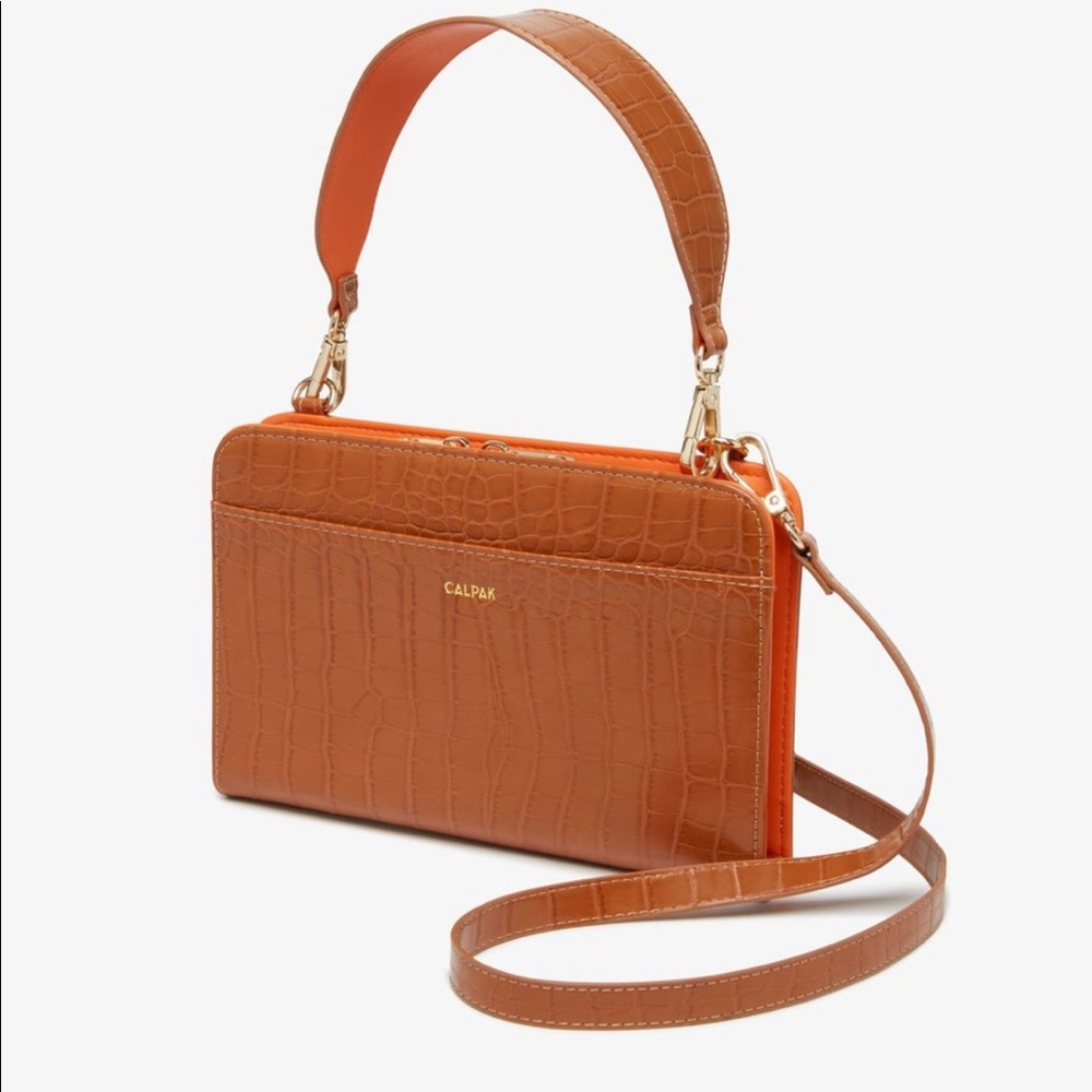 Calpak Cognac Croc Wallet